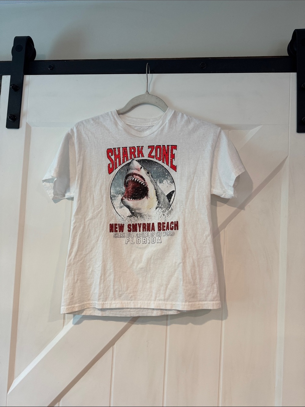 Shark Zone New Smyrna Beach Short-Sleeve Graphic Tee - White